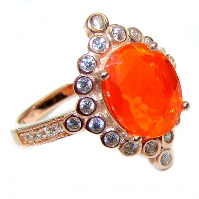 Mystery Genuine Fire Mexican Opal 14K Gold over .925 Sterling Silver Ring size 6 1/4