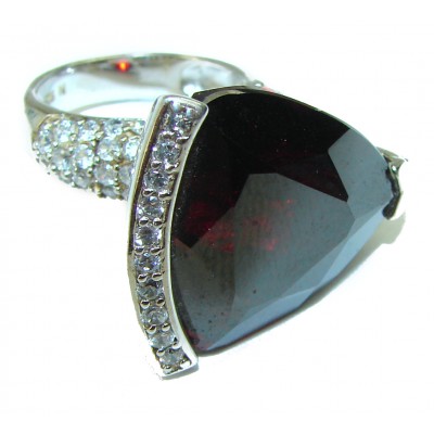 Passionate Love Red Topaz .925 Sterling Silver HUGE Ring size 6