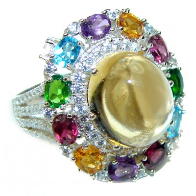 Royal Style 11.5 carat Citrine .925 Sterling Silver handmade Ring s. 6