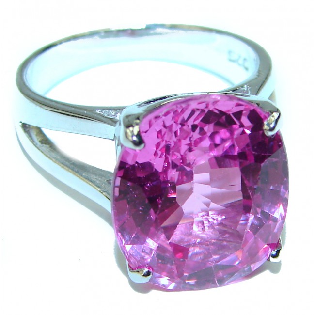 Real Diva Pink Topaz .925 Silver handcrafted Cocktail Ring s. 8