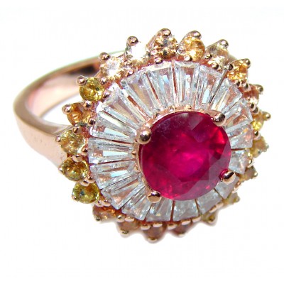Great quality unique Ruby 14K Gold over .925 Sterling Silver handcrafted Ring size 7