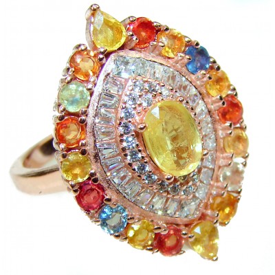 Power of Beauty Yellow Sapphire 14K Gold over .925 Sterling Silver handmade ring s. 8