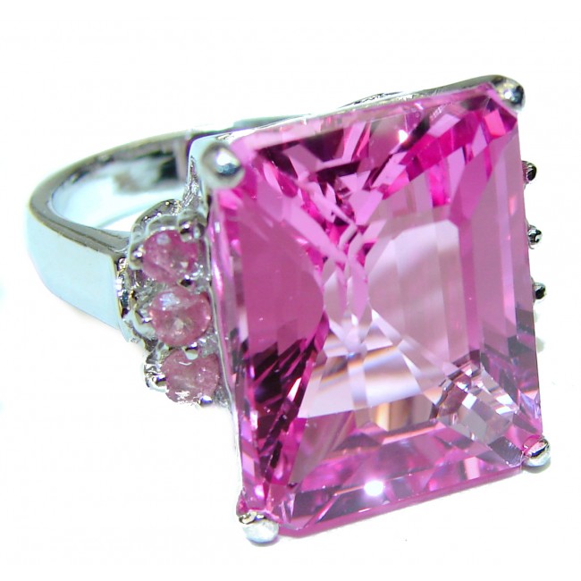 Real Diva Pink Topaz .925 Silver handcrafted Cocktail Ring s. 5 3/4