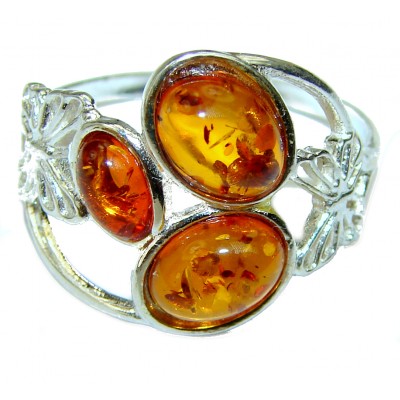 Authentic Baltic Amber .925 Sterling Silver handcrafted ring; s. 9 1/4
