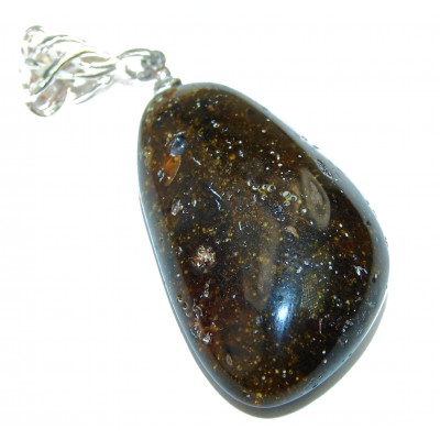 MASSIVE Baltic Amber .925 Sterling Silver handmade Pendant