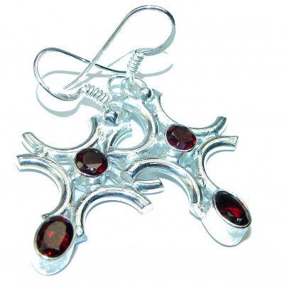 Diva's Dream authentic Garnet .925 Sterling Silver handcrafted Large earrings
