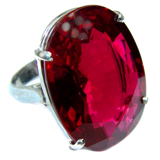 Massive Passionate Love 45carat Red Topaz .925 Sterling Silver Ring size 8