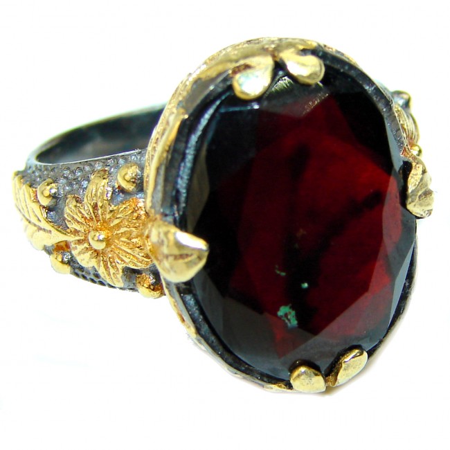 Perfect Imperfection unique Ruby 2 tones over .925 Sterling Silver handcrafted Ring size 8