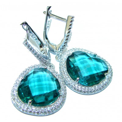 Camille Spectacular Emerald .925 Sterling Silver handcrafted earrings
