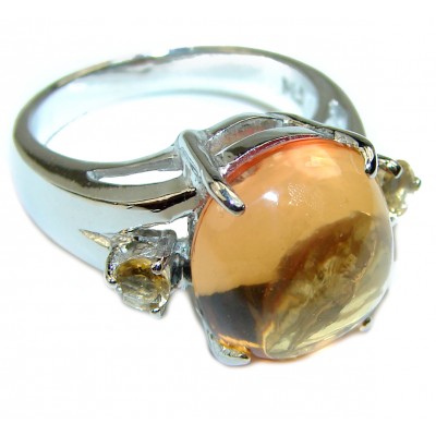 Royal Style 14.5 carat Citrine .925 Sterling Silver handmade Ring s. 8