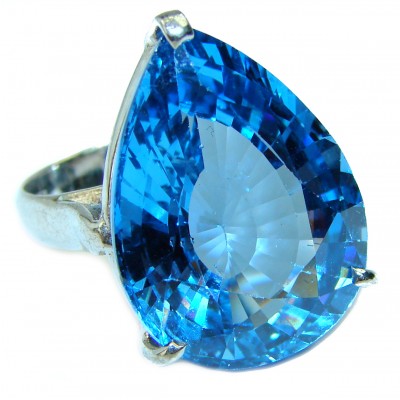 Magic Perfection 35.5 carat London Blue Topaz .925 Sterling Silver Ring size 7