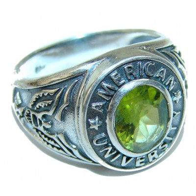 American University Authentic Peridot .925 Sterling Silver ring s. 7 1/4