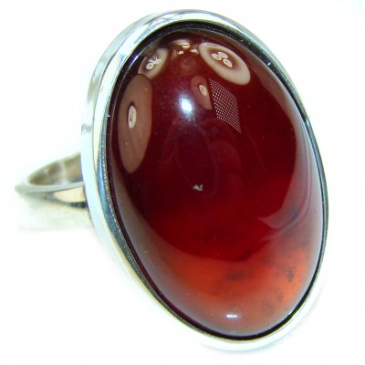 Genuine 34.2ct Hessonite Garnet .925 Sterling Silver handmade Ring size 7 adjustable