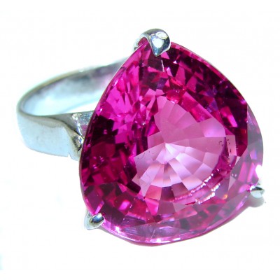 Incredible Hot Pink Topaz .925 Silver handcrafted Cocktail Ring s. 6 3/4
