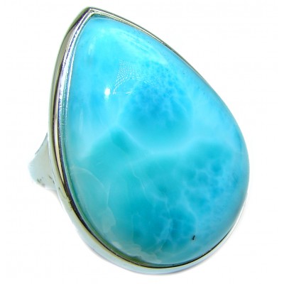 Amazing quality Larimar .925 Sterling Silver handmade ring size 8 1/4
