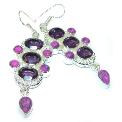 Spectacular authentic Amethyst Sapphire .925 Sterling Silver handcrafted earrings