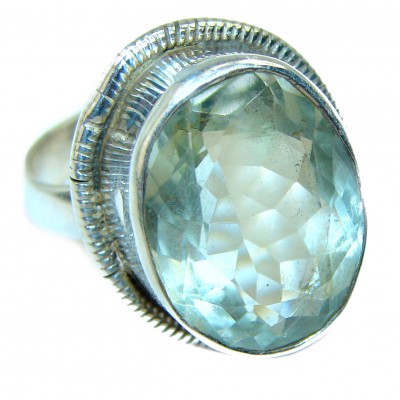 Natural Green Amethyst .925 Sterling Silver ring size 7 1/2