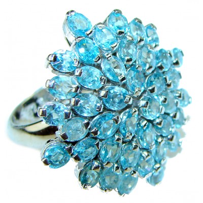 Pacifica genuine Swiss Blue Topaz .925 Sterling Silver handmade Ring size 8