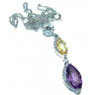 Posh Amethyst Citrine .925 Sterling Silver handcrafted Necklace