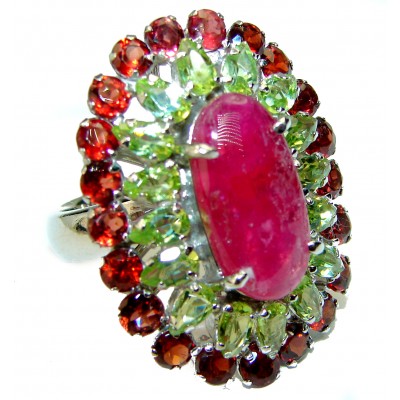 Great quality unique Ruby .925 Sterling Silver handcrafted Ring size 8