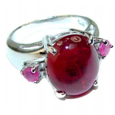 Mesmerizing Vivid Red Ruby .925 Sterling Silver handcrafted Ring size 6