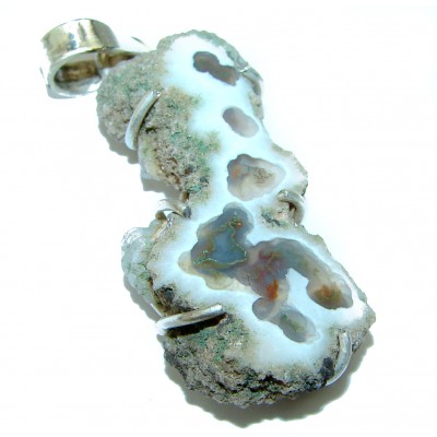Unique Beauty Agate Druzy .925 Sterling Silver handcrafted Pendant