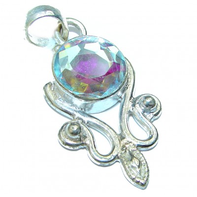 Magical Aurora Blue Topaz .925 Sterling Silver handcrafted Pendant