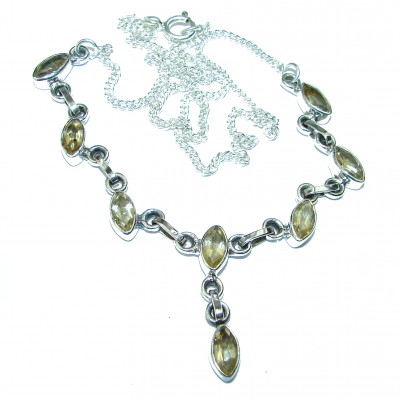 Floral Design Nature inspired Citrine .925 Sterling Silver handmade necklace