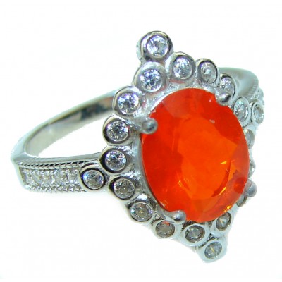 Mystery Genuine Fire Mexican Opal 14K Gold over .925 Sterling Silver Ring size 7 1/2