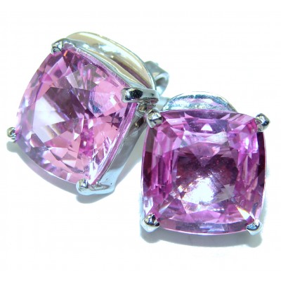 Princess Charm Pink Topaz .925 Sterling Silver handcrafted earrings
