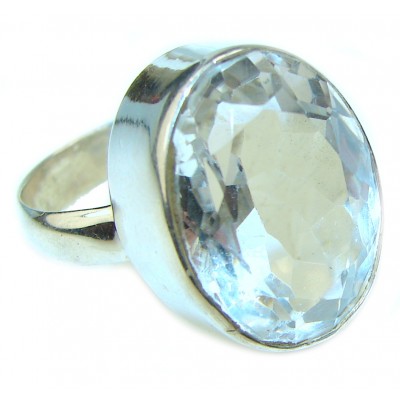 Large White Topaz .925 Sterling Silver ring size 10