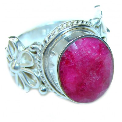 Fancy Authentic Ruby .925 Sterling Silver Ring size 8