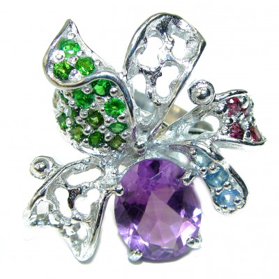 Spectacular Amethyst .925 Sterling Silver Handcrafted Large Ring size 6 3/4