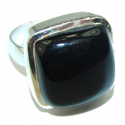 Black Onyx .925 Sterling Silver handcrafted ring; s. 6