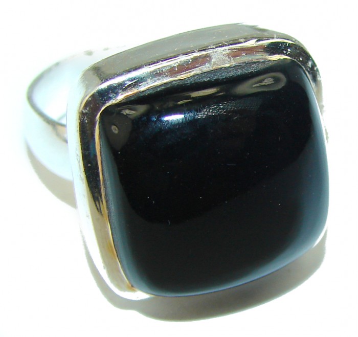 Black Onyx .925 Sterling Silver handcrafted ring; s. 6