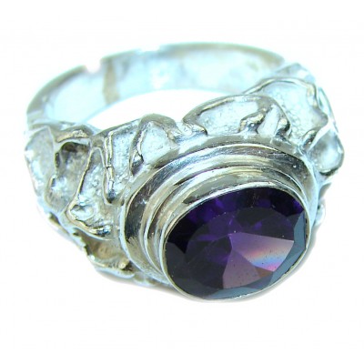 Genuine Amethyst .925 Sterling Silver Handcrafted Ring size 8