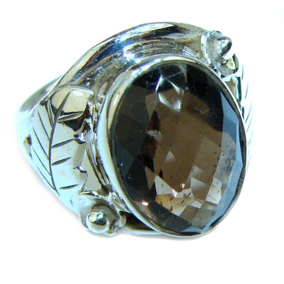 Authentic Smoky Quartz .925 Sterling Silver handcrafted ring s. 6