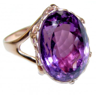 Spectacular 27.5 carat Amethyst 18K Gold over .925 Sterling Silver Handcrafted Large Ring size 8