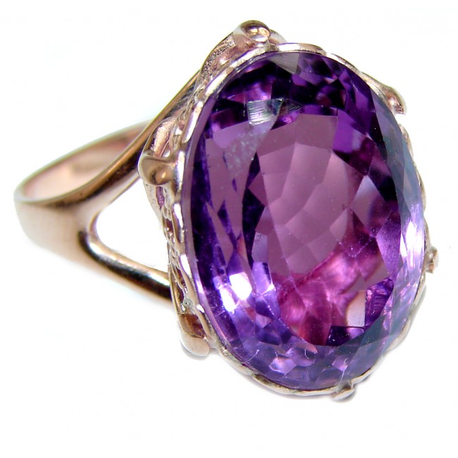 Spectacular 27.5 carat Amethyst 18K Gold over .925 Sterling Silver Handcrafted Large Ring size 8