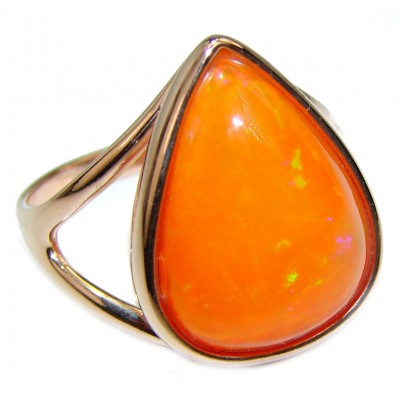 California Dream Mexican Opal 18K Rose Gold over .925 Sterling Silver handcrafted Ring size 9
