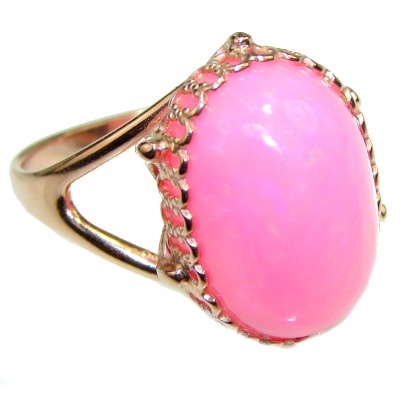 Pink Galaxy Ethiopian Opal 18K Rose Gold over .925 Sterling Silver handcrafted Ring size 9