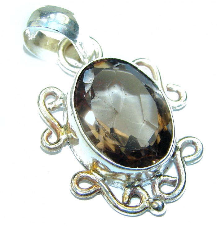 Fancy Smoky Topaz .925 Sterling Silver handmade Pendant