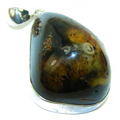 Large Authentic Baltic Amber .925 Sterling Silver handmade Pendant