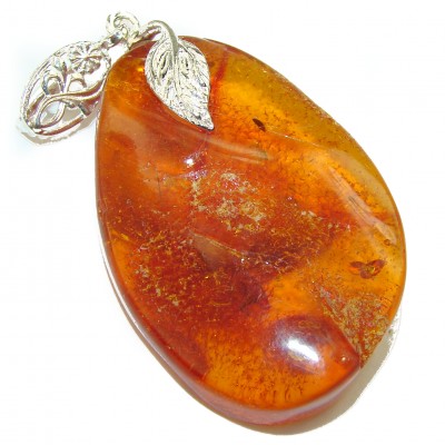 Authentic Baltic Amber .925 Sterling Silver handmade Pendant