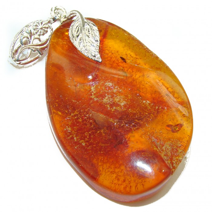 Authentic Baltic Amber .925 Sterling Silver handmade Pendant