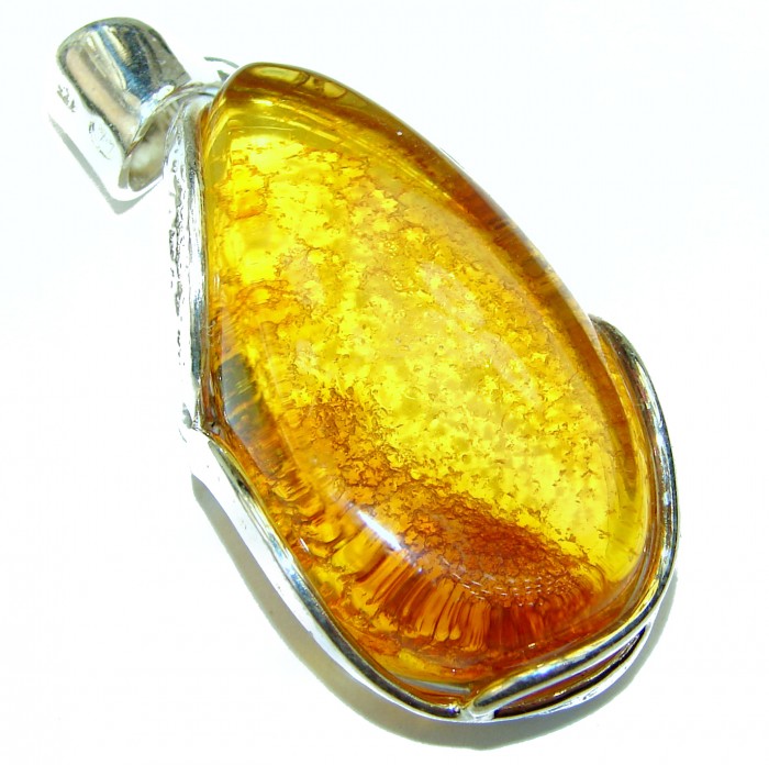 Authentic Baltic Amber .925 Sterling Silver handmade Pendant