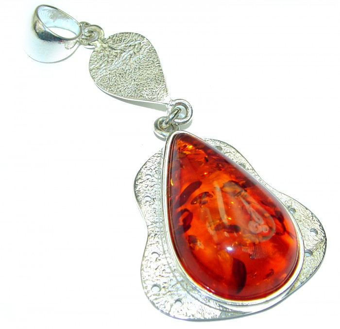 Authentic Baltic Amber .925 Sterling Silver handmade Pendant
