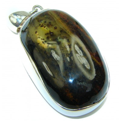 Large Authentic Baltic Amber .925 Sterling Silver handmade Pendant