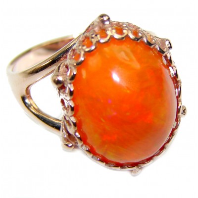 Mexican Sunset Mexican Opal 18K Rose Gold over .925 Sterling Silver handcrafted Ring size 6