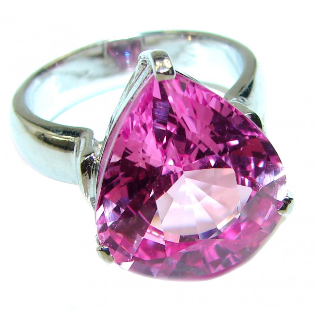 Incredible Hot Pink Topaz .925 Silver handcrafted Cocktail Ring s. 8 1/4